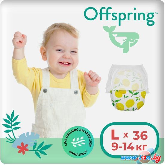 Трусики-подгузники Offspring L 9-14кг Лимоны (36 шт) в Могилёве