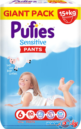 Трусики-подгузники Pufies Sensitive Pants Extra Large 6 (60 шт) в Бресте