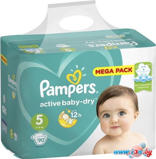 Подгузники Pampers Active Baby-Dry 5 Junior (90 шт) в Могилёве