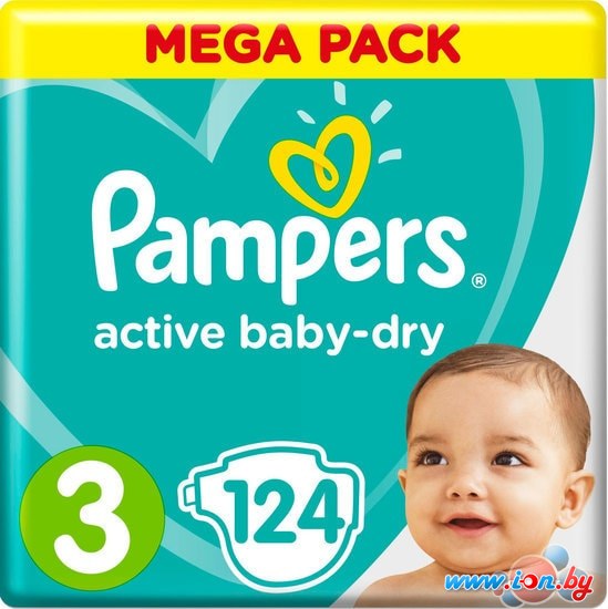 Подгузники Pampers Active Baby-Dry 3 Midi (124 шт) в Минске