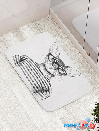 Коврик для ванной JoyArty Кот интеллектуал bath_15575 в Могилёве