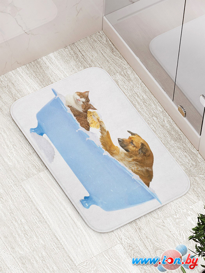 Коврик для ванной JoyArty Кот и пес в ванной bath_15568 в Могилёве