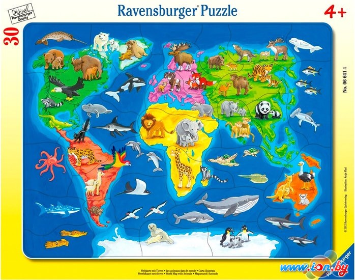 Мозаика/пазл Ravensburger Карта мира с животными в Гродно