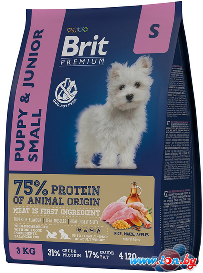 Сухой корм для собак Brit Premium Dog Puppy and Junior Small курица 3 кг в Гомеле