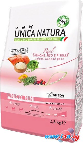 Сухой корм для собак Unica Natura Unico Mini с лососем, рисом и горохом 2.5 кг в Могилёве