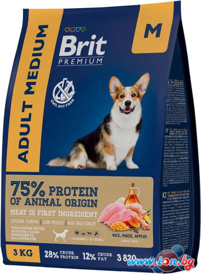 Сухой корм для собак Brit Premium Dog Adult Medium курица 3 кг в Могилёве