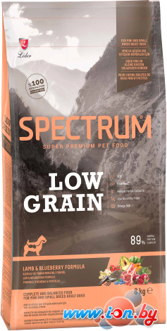 Сухой корм для собак Spectrum Low Grain для взрослых мини и мелких с ягненком и черникой 8 кг в Гомеле