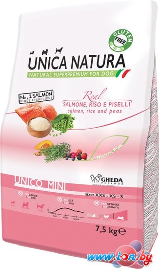 Сухой корм для собак Unica Natura Unico Mini с лососем, рисом и горохом 7.5 кг в Могилёве