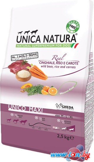 Сухой корм для собак Unica Natura Unico Maxi с диким кабаном, рисом и морковью 2.5 кг в Могилёве