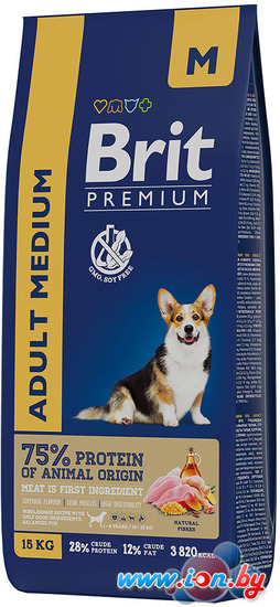 Сухой корм для собак Brit Premium Dog Adult Medium курица 15 кг в Бресте