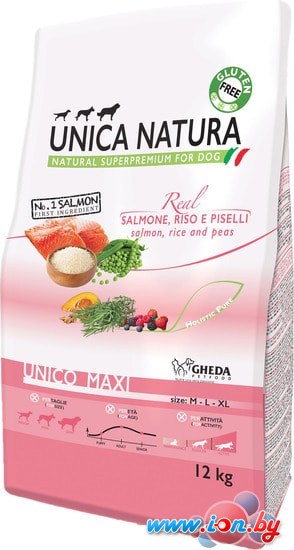 Сухой корм для собак Unica Natura Unico Maxi с лососем, рисом и горохом 12 кг в Бресте