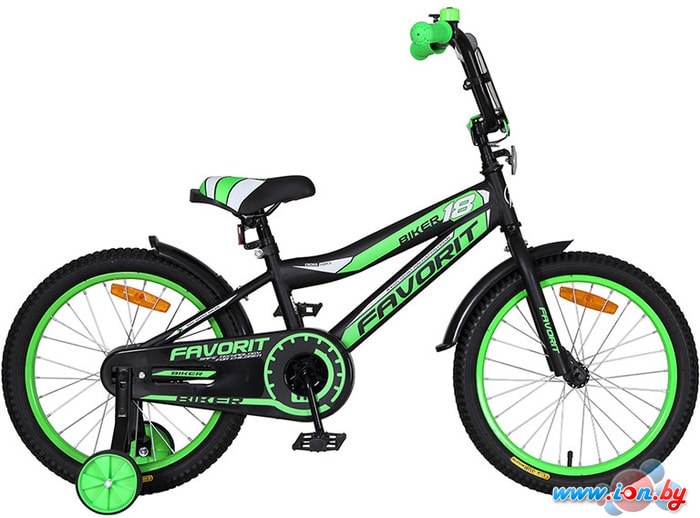 Детский велосипед Favorit Biker 18 2020 (черный/зеленый) в Могилёве