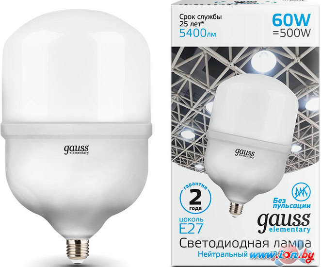 Светодиодная лампочка Gauss Elementary LED T160 E27 60W 5400lm 63226 в Гродно