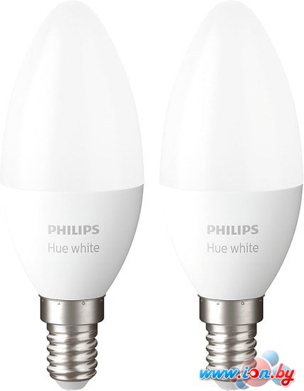 Светодиодная лампочка Philips Hue White E14 2700K 5.5 Вт (2 шт) в Гродно