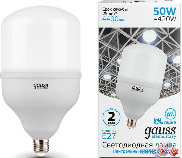 Светодиодная лампочка Gauss Elementary LED T140 E27 50W 4400lm 63225 в Бресте