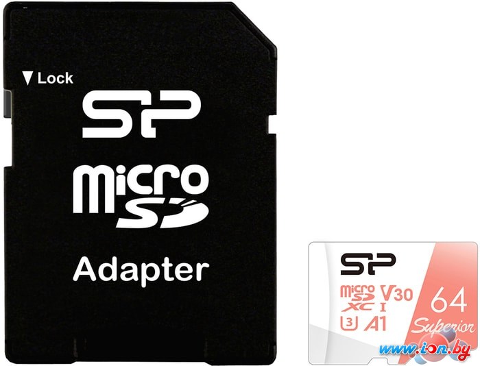 Карта памяти Silicon-Power Superior A1 microSDXC SP064GBSTXDV3V20SP 64GB (с адаптером) в Минске