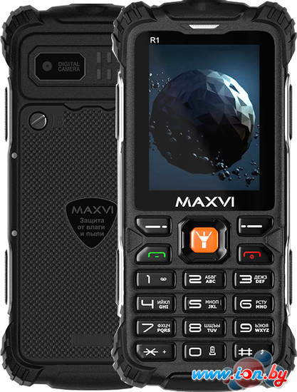 Кнопочный телефон Maxvi R1 (черный) в Минске