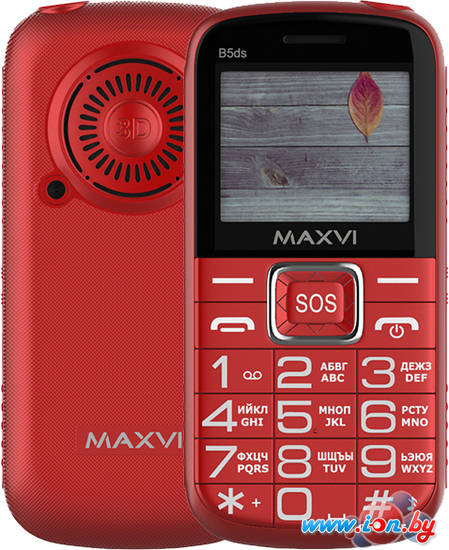 Кнопочный телефон Maxvi B5ds (красный) в Минске