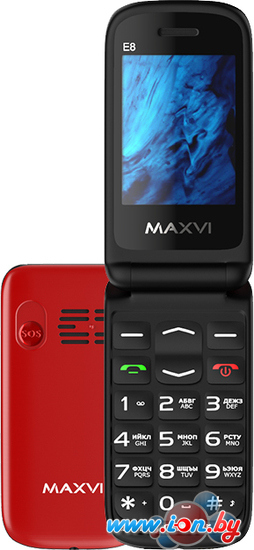 Кнопочный телефон Maxvi E8 (красный) в Бресте