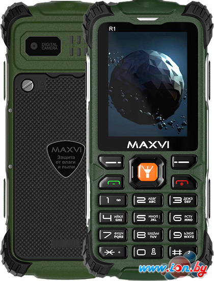 Кнопочный телефон Maxvi R1 (зеленый) в Минске