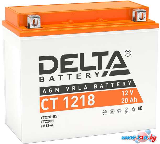 Мотоциклетный аккумулятор Delta CT 1218 (YTX20-BS,YTX20H, Y16B-CX, YB16-B, YB18-A) (18 А·ч) в Бресте