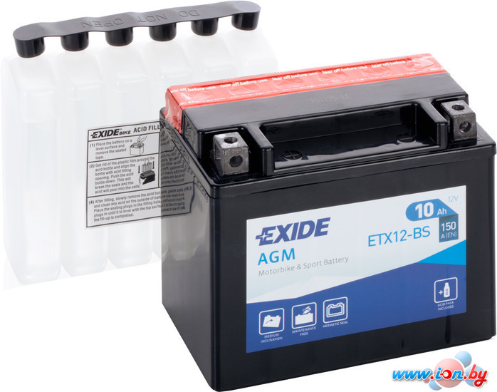 Мотоциклетный аккумулятор Exide ETX12-BS (10 А·ч) в Гомеле