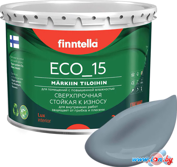 Краска Finntella Eco 15 Liuskekivi F-10-1-3-FL046 2.7 л (серый) в Могилёве