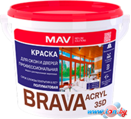 Краска Brava Acryl 35D ВД-АК-1035Д 11 л (белый полуглянцевый) в Могилёве