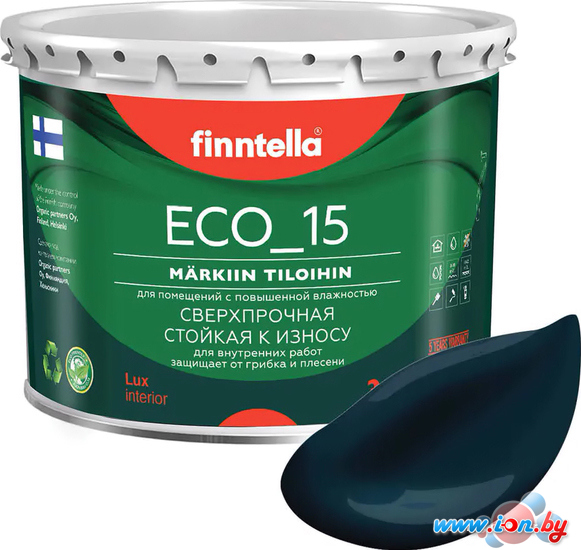 Краска Finntella Eco 15 Ukonilma F-10-1-3-FL008 2.7 л (темно-сине-зеленый) в Гомеле