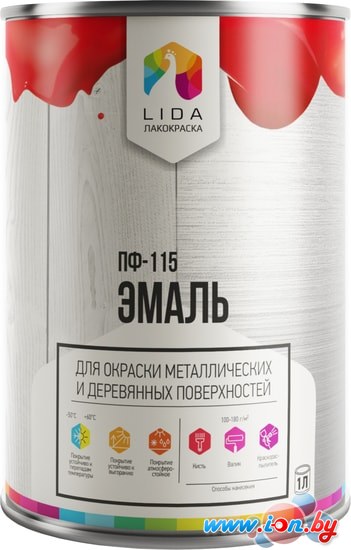 Эмаль LIDA ПФ-115 1 л (защитный) в Могилёве