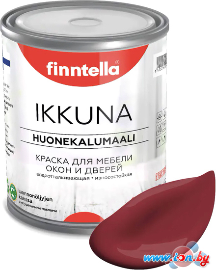 Краска Finntella Ikkuna Viininpu F-34-1-9-FL130 9 л (финский бордовый) в Бресте