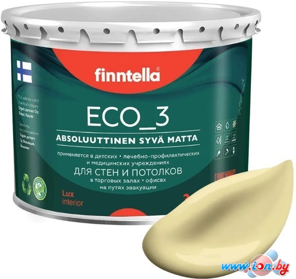 Краска Finntella Eco 3 Wash and Clean Hirssi F-08-1-3-LG133 2.7 л (паст.-желтый) в Витебске