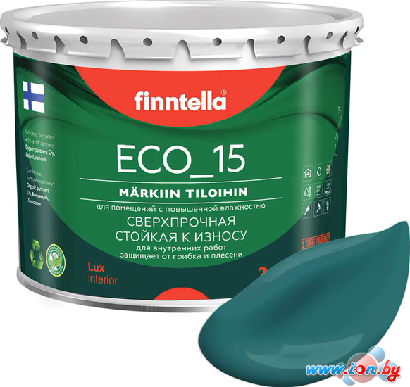 Краска Finntella Eco 15 Malakiitti F-10-1-3-FL035 2.7 л (темно-бирюзовый) в Витебске