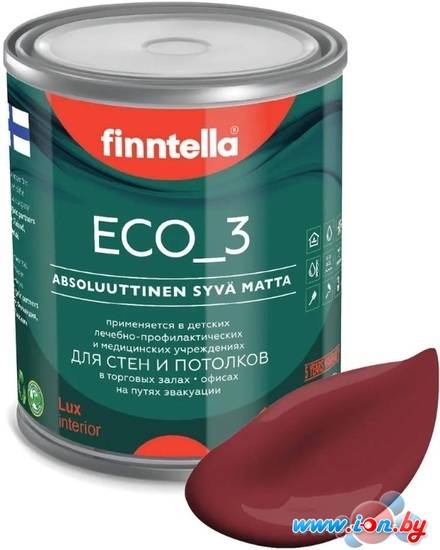 Краска Finntella Eco 3 Wash and Clean Viininpu F-08-1-1-FL130 0.9 л (бордовый) в Бресте