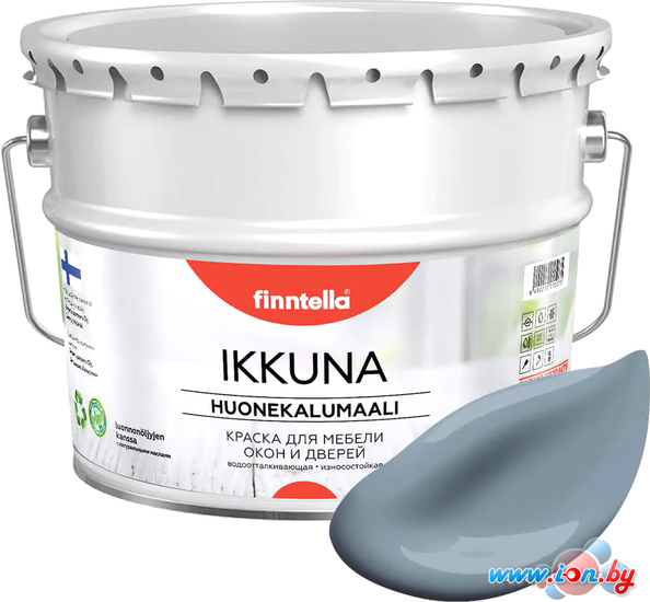 Краска Finntella Ikkuna Harmaa F-34-1-9-FL005 9 л (серо-голубой) в Гомеле