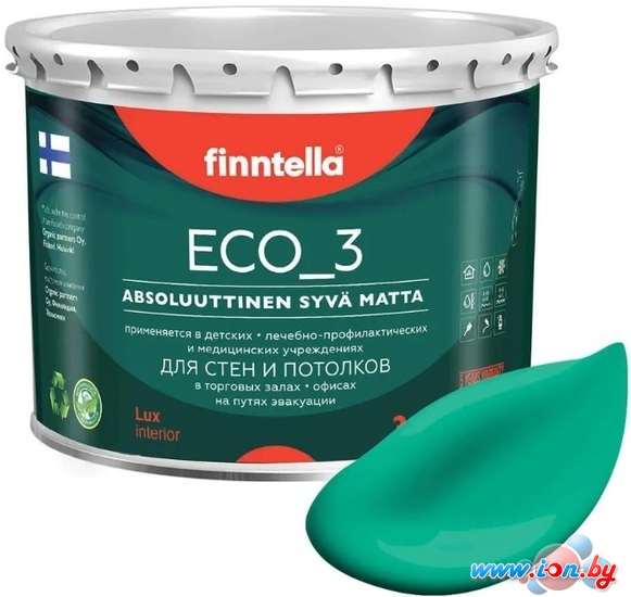 Краска Finntella Eco 3 Wash and Clean Smaragdi F-08-1-3-FL132 2.7 л (изумрудный) в Гомеле