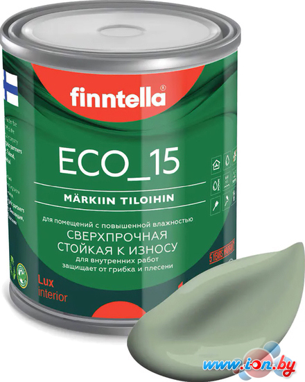 Краска Finntella Eco 15 Pastellivihrea F-10-1-1-FL042 0.9 л (светло-зеленый хаки) в Могилёве