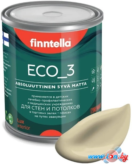 Краска Finntella Eco 3 Wash and Clean Hiekka F-08-1-1-LG171 0.9 л (св.-песочный) в Бресте