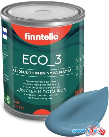 Краска Finntella Eco 3 Wash and Clean Terassininen F-08-1-1-LG206 0.9 л (синий) в Гомеле