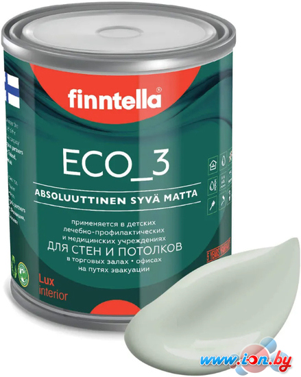 Краска Finntella Eco 3 Wash and Clean Akaatti F-08-1-1-LG168 0.9 л (серо-зеленый) в Витебске