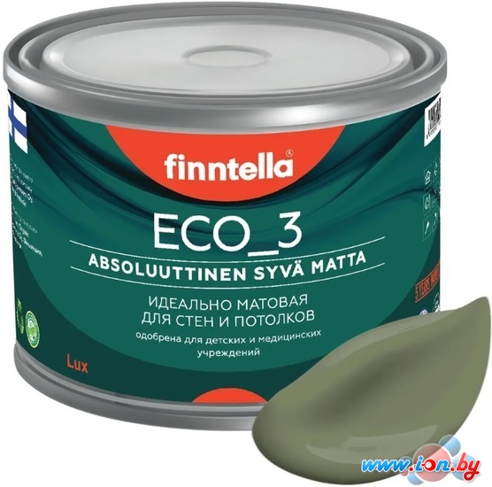 Краска Finntella Eco 3 Wash and Clean Oliivi F-08-1-3-LG80 9 л (темно-зеленый) в Могилёве