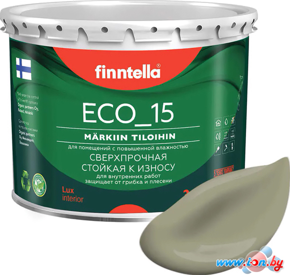 Краска Finntella Eco 15 Khaki F-10-1-3-FL022 2.7 л (серо-зеленый) в Бресте