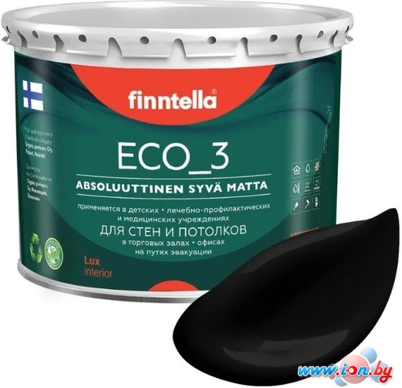 Краска Finntella Eco 3 Wash and Clean Musta F-08-1-3-FL135 2.7 л (черный) в Витебске