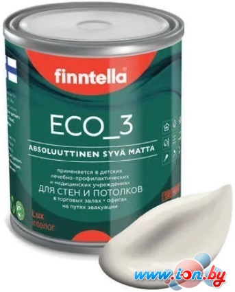 Краска Finntella Eco 3 Wash and Clean Puuvilla F-08-1-1-LG237 0.9 л (бежевый) в Витебске