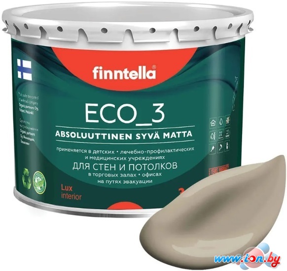 Краска Finntella Eco 3 Wash and Clean Taos F-08-1-3-LG151 2.7 л (бежевый хаки) в Могилёве