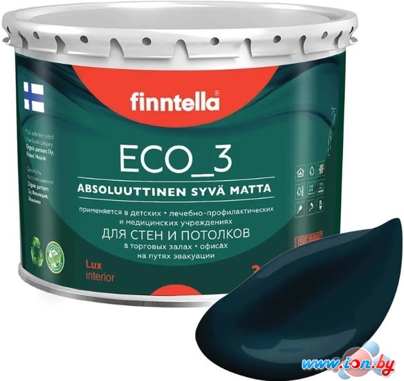 Краска Finntella Eco 3 Wash and Clean Ukonilma F-08-1-3-LG208 2.7 л (темно-зелен) в Витебске