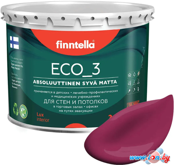 Краска Finntella Eco 3 Wash and Clean Kirsikka F-08-1-9-FL126 9 л (св. вишня) в Витебске