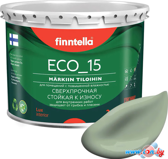 Краска Finntella Eco 15 Pastellivihrea F-10-1-3-FL042 2.7 л (светло-зеленый хаки) в Могилёве