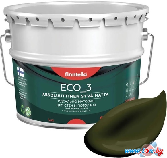 Краска Finntella Eco 3 Wash and Clean Kombu F-08-1-9-LG72 9 л (буро-зеленый) в Могилёве