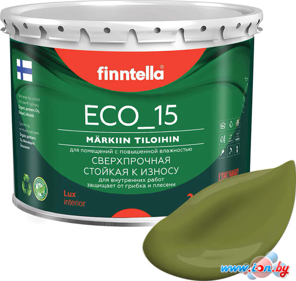 Краска Finntella Eco 15 Ruoho F-10-1-3-FL030 2.7 л (травяной зеленый) в Могилёве